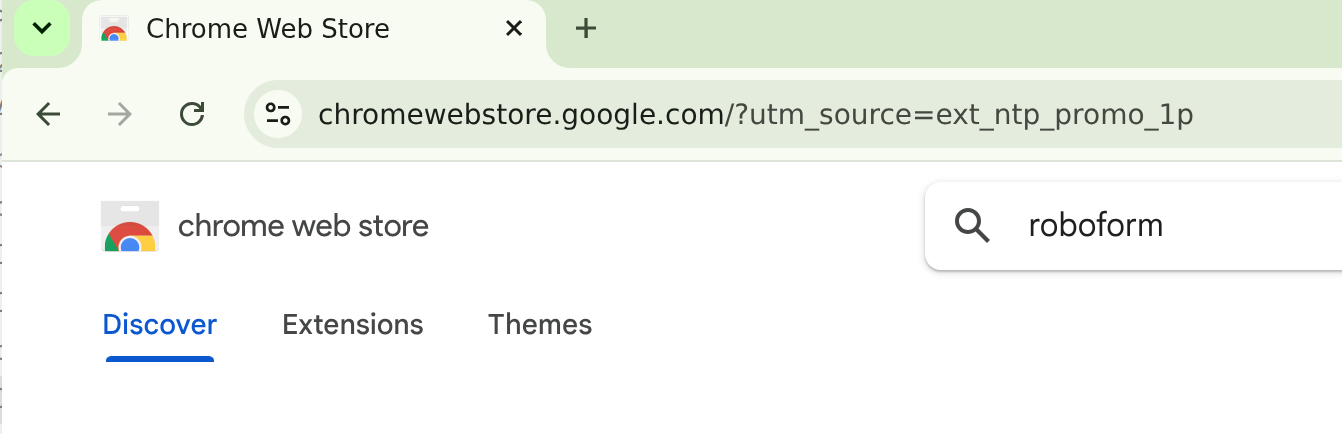 Searching the Chrome Web Store for RoboForm